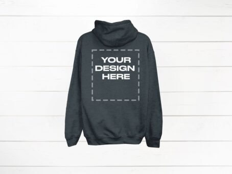 Dark Heather Hoodie Mockup back Gildan 18500 back Download