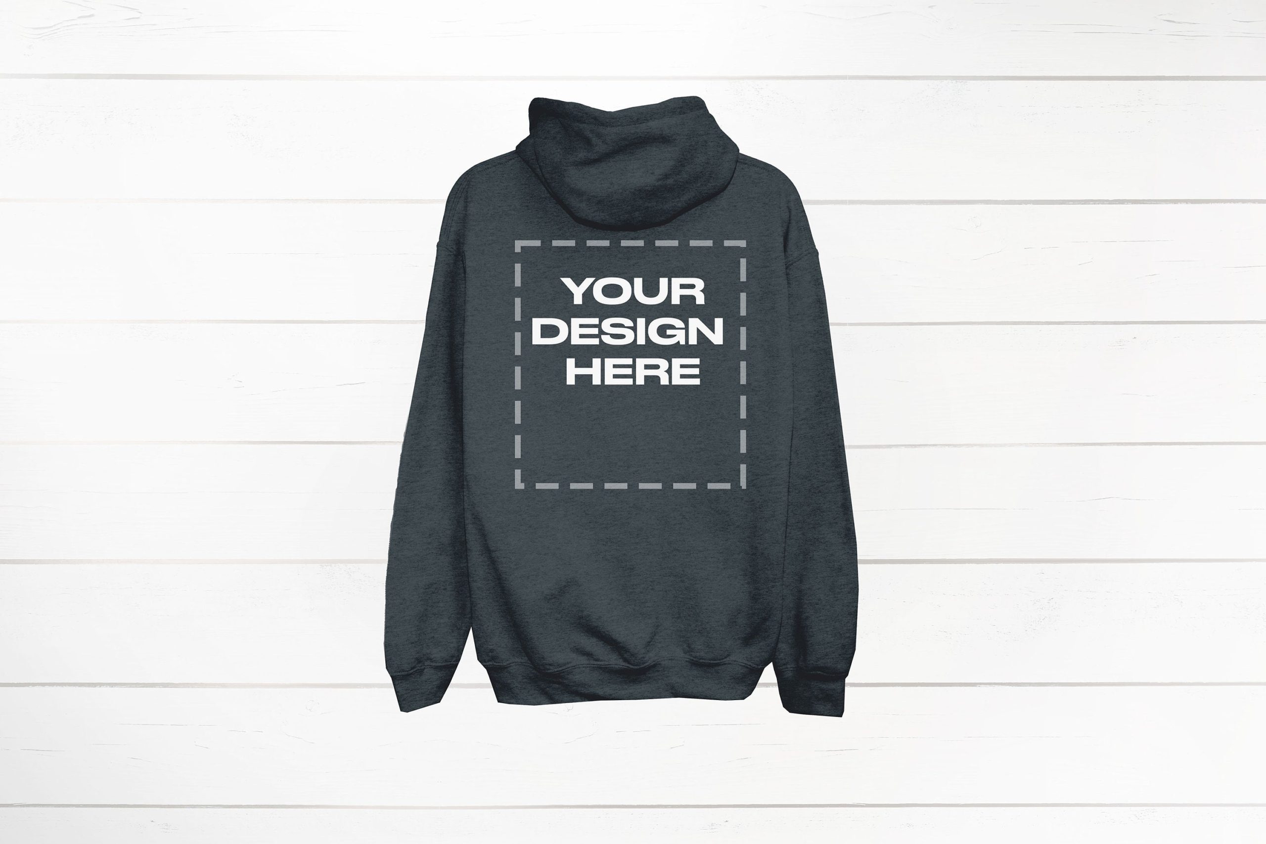 Dark Heather Hoodie Mockup back Gildan 18500 back Download