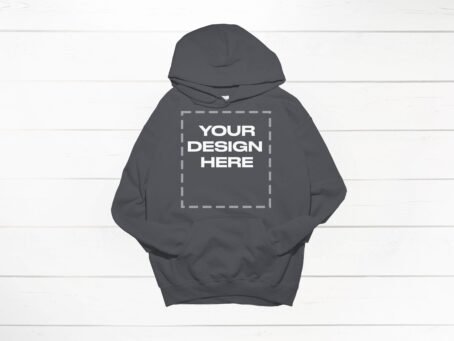 Charcoal Gildan hoodie mockup 18500 flat front Gildan Download