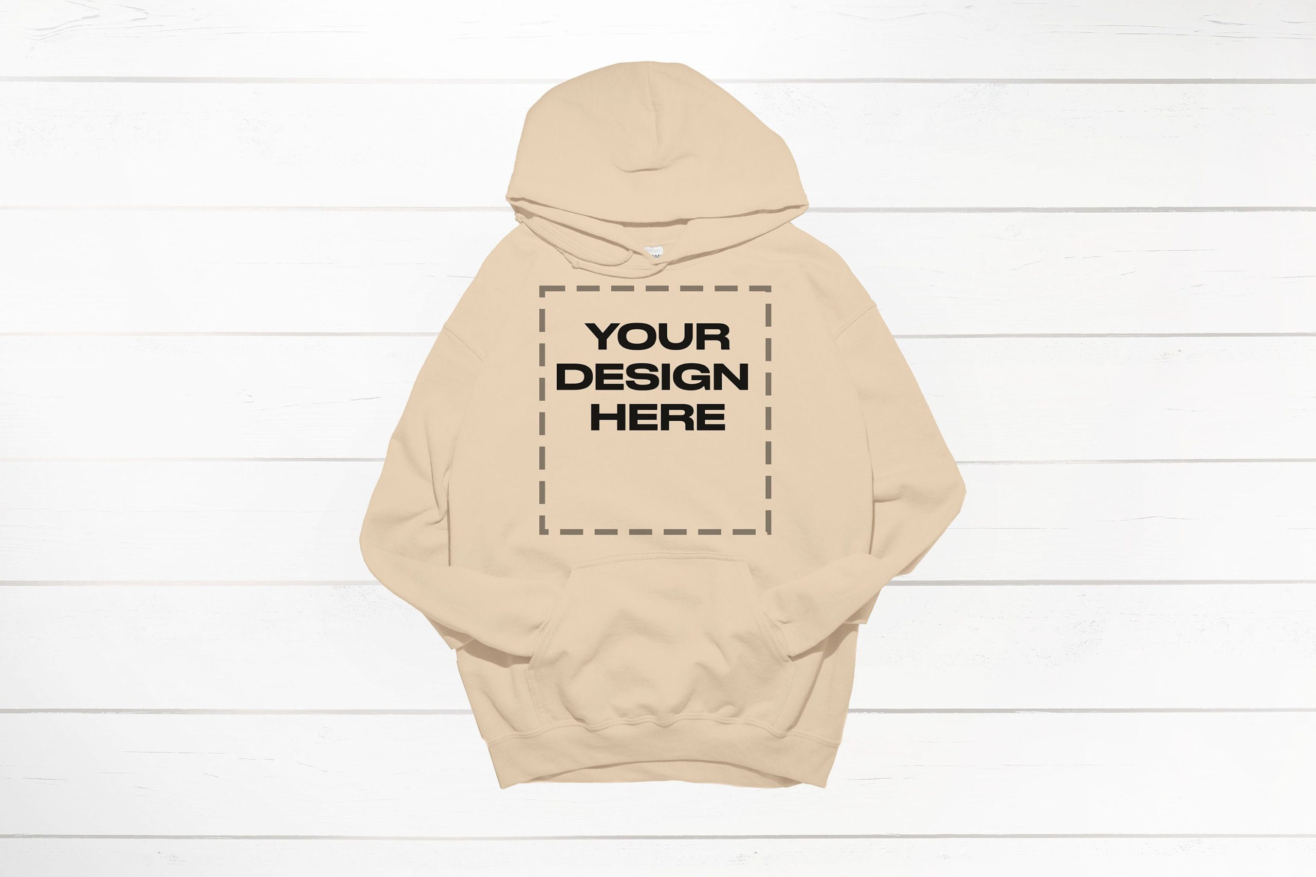 Sand Gildan hoodie mockup 18500 flat front Gildan Download