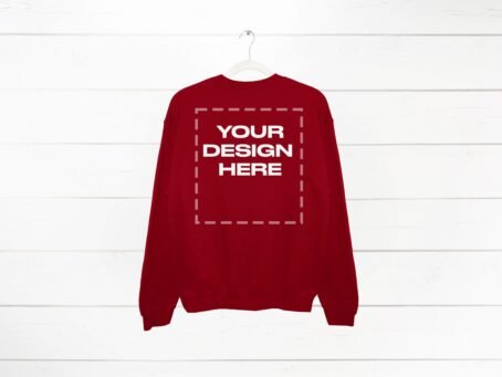 Cardinal Sweatshirt Mockup back Gildan 18000 Crewneck Mockup Download