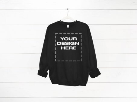 Black Sweatshirt mockup women Gildan 18000 mock up Download