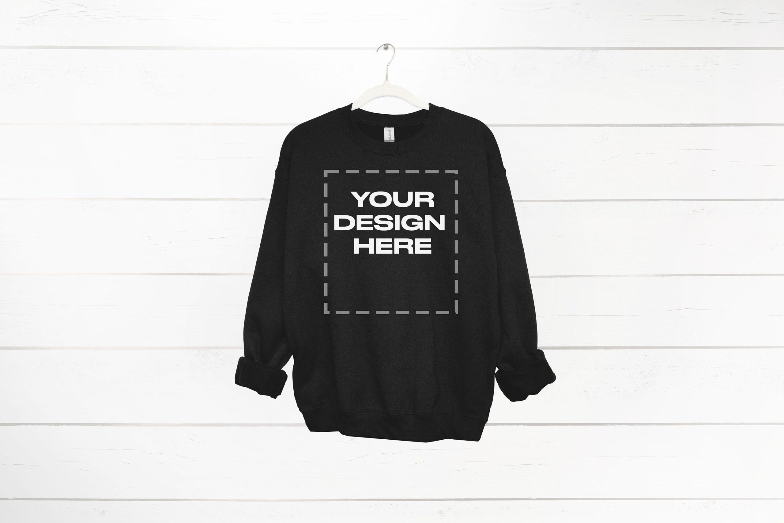 Black Sweatshirt mockup women Gildan 18000 mock up Download