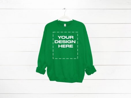 Irish Green Sweatshirt mockup women Gildan 18000 mock Download