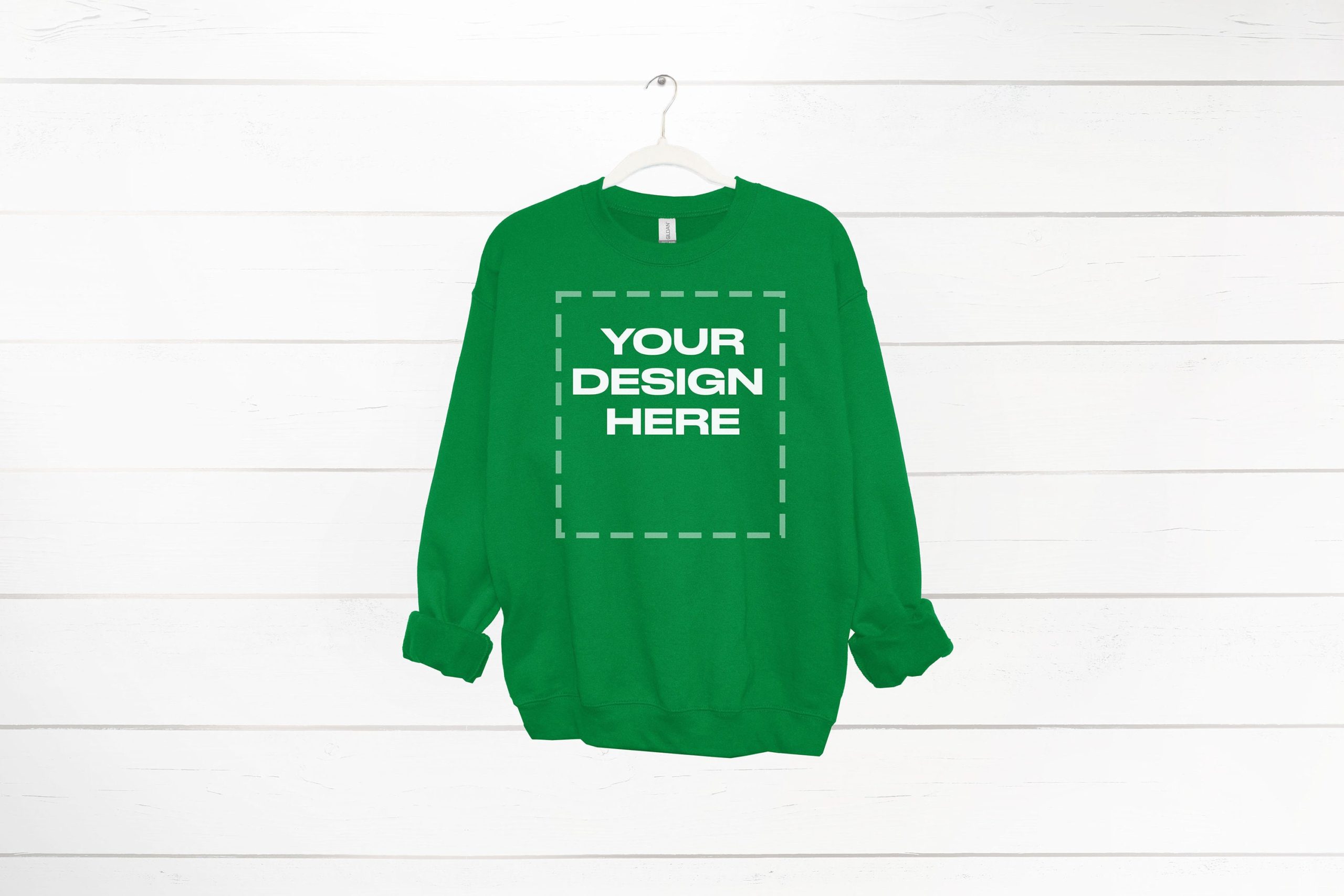 Irish Green Sweatshirt mockup women Gildan 18000 mock Download