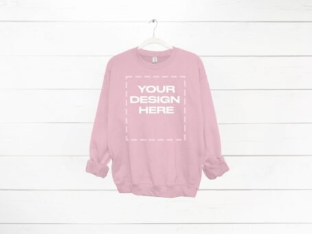 Light Pink Sweatshirt mockup women Gildan 18000 mock Download